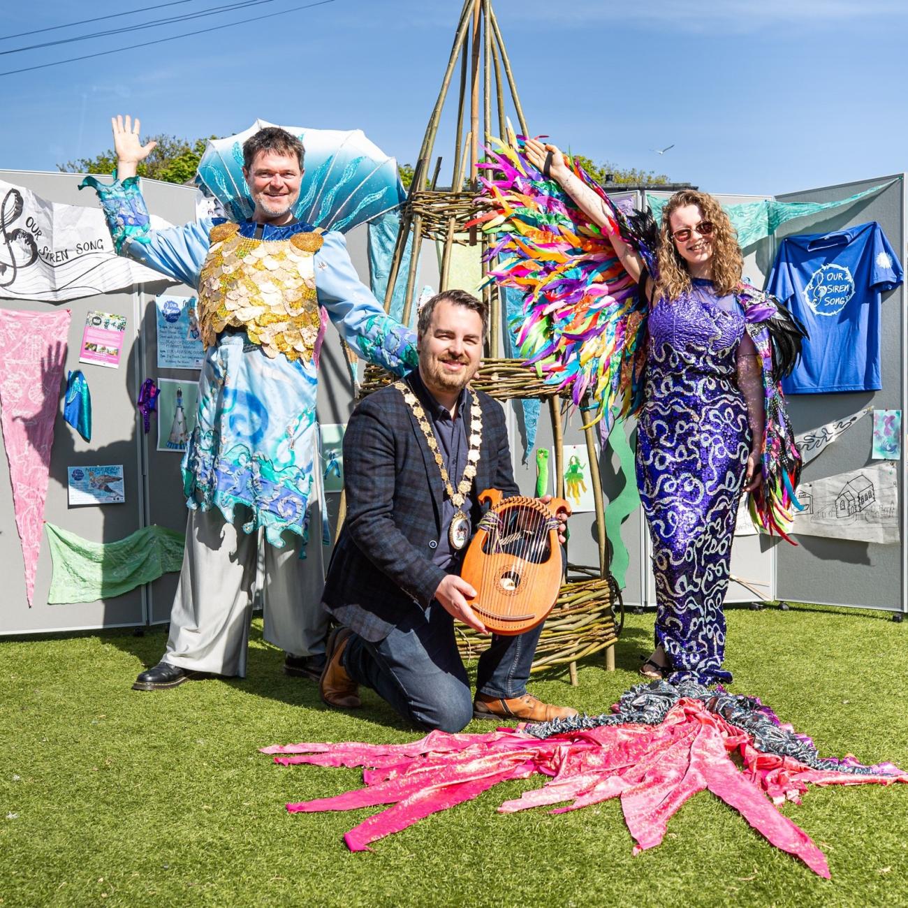 Our Siren Song launch photo with The Mayor and Beat Carnival performers